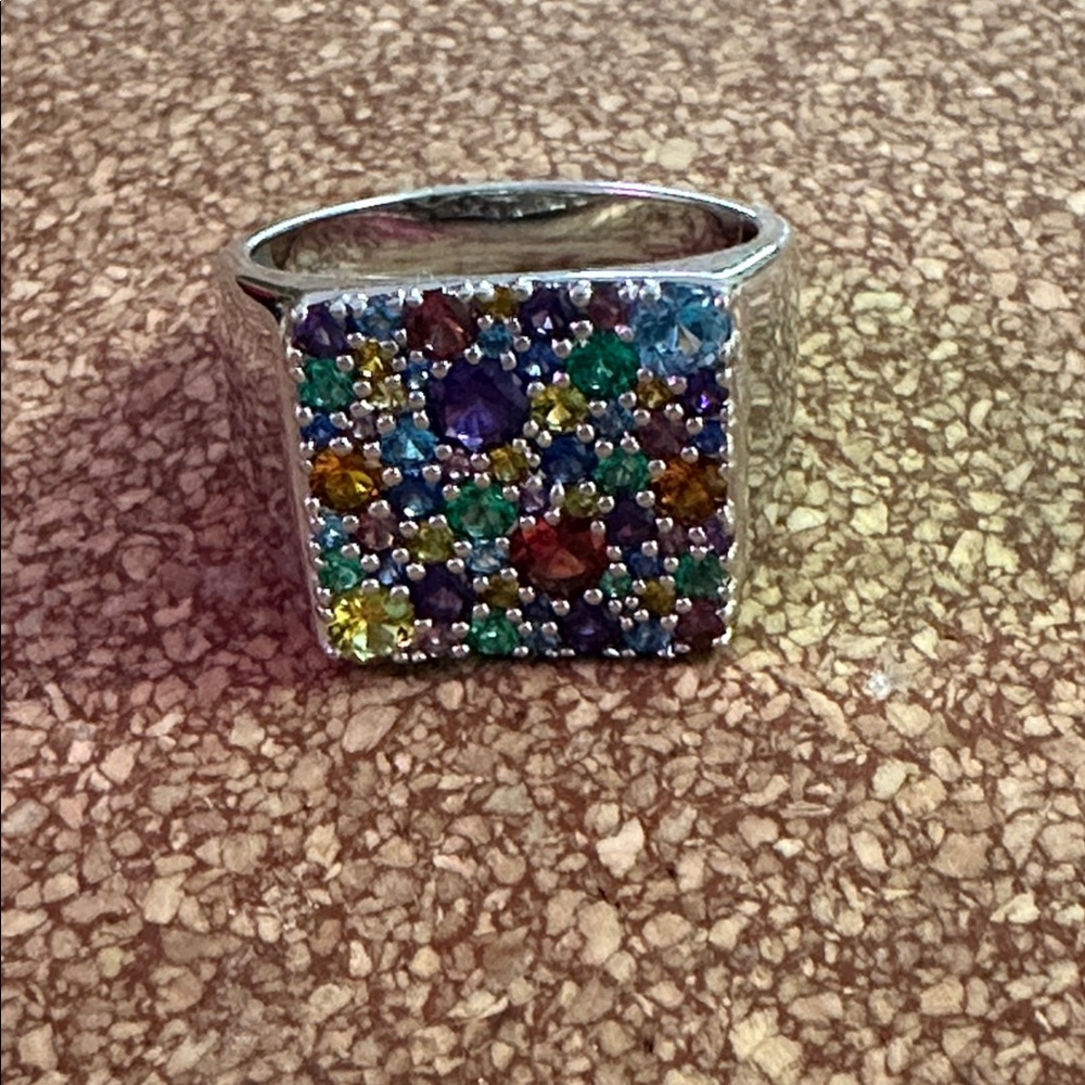 Multicolor Gemstone 925 Th Ring - image 1